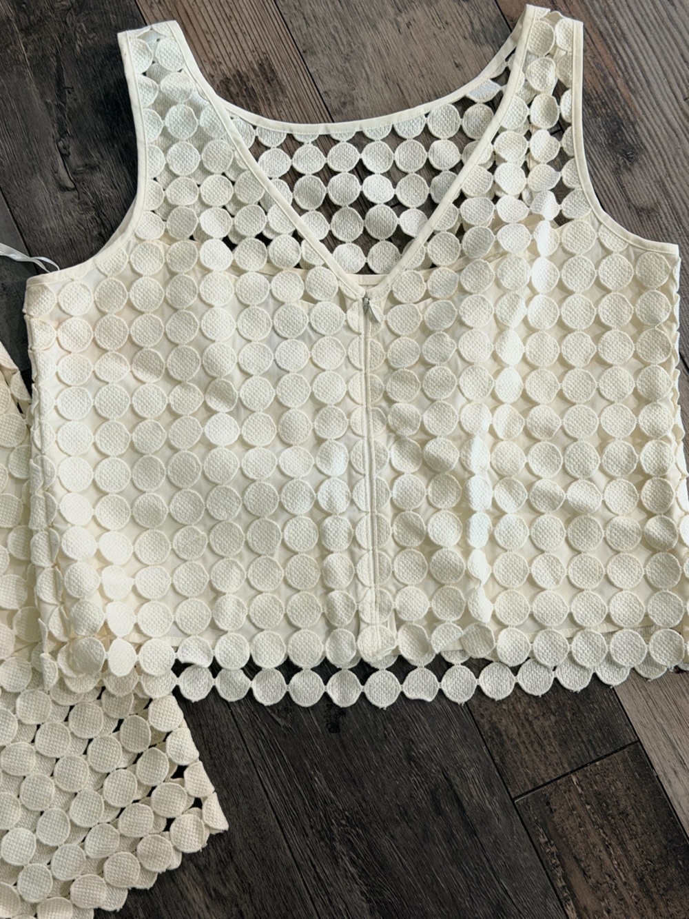 White House Black Market Cream Two-Piece Lace Circle Skirt Set - Picture 2 of 3